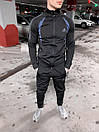 Спортивний костюм чоловічий чорний зимовий без капюшона на мікрофлісі Adidas (Адідас), фото 2