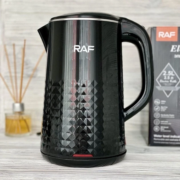 Електрочайник із неіржавкої сталі RAF R.7880 2000 Вт 2.5 л чорний, фото 1