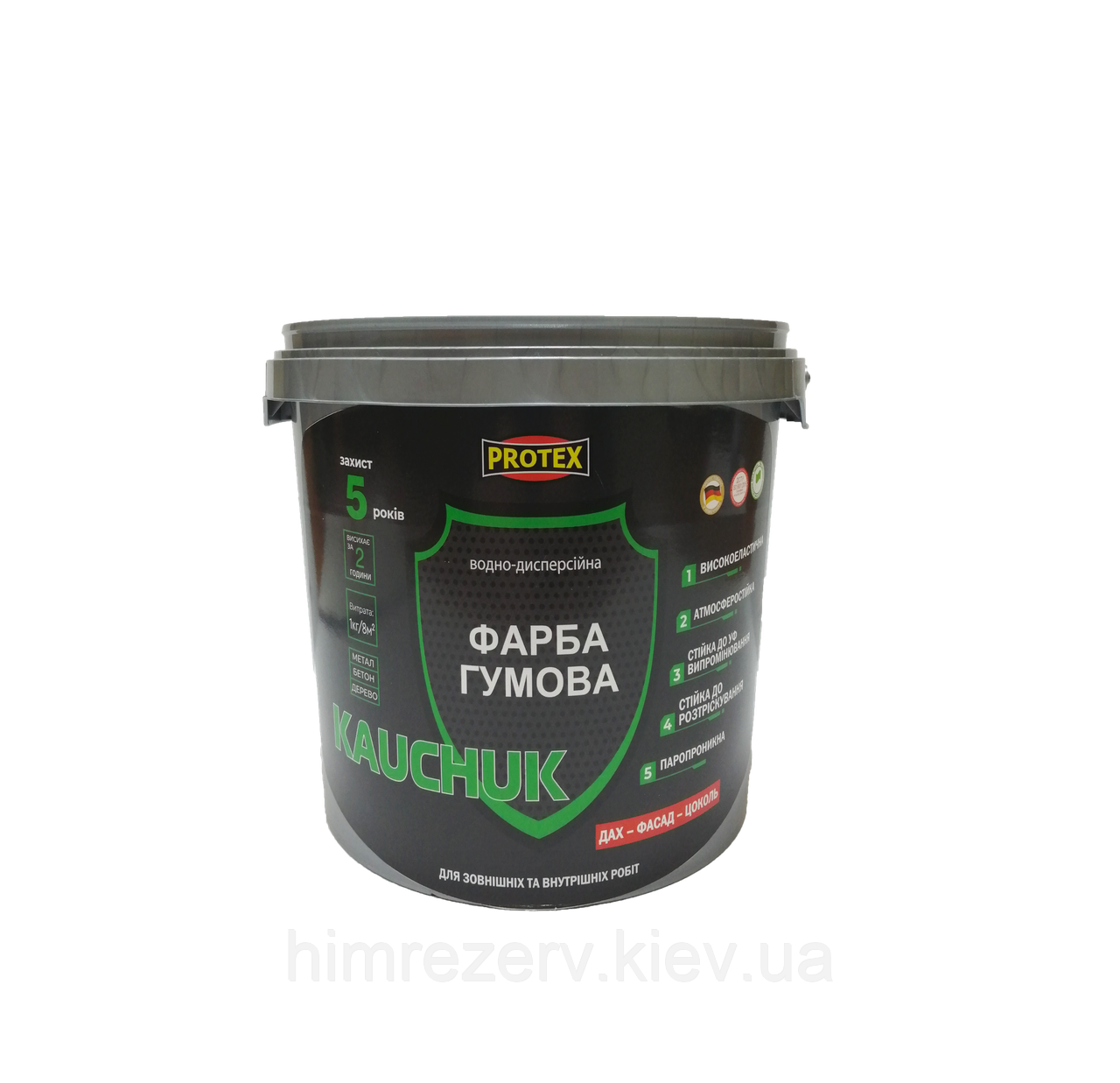 Фарба високоеластична KAUCHUK proof PROTEX 1.3кг (1л) кольори в асортименті