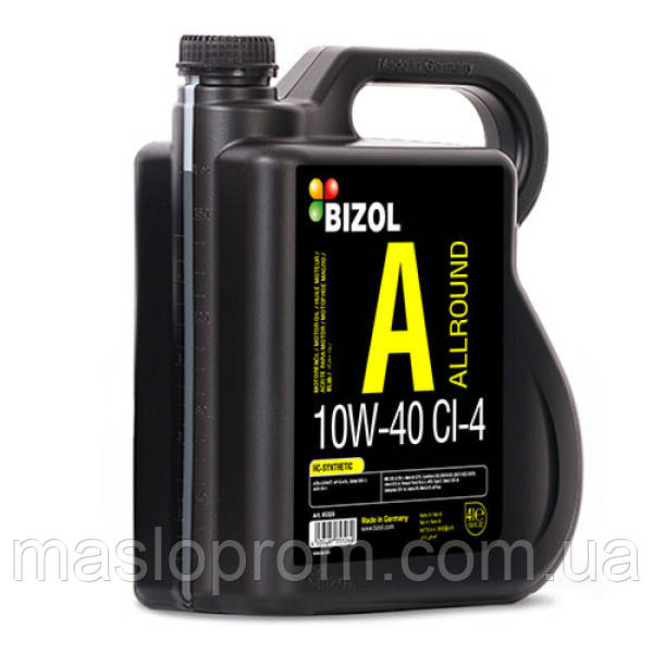 Напівсинтетична моторна олива — BIZOL Allround 10W-40 CI-4 4 л, фото 1