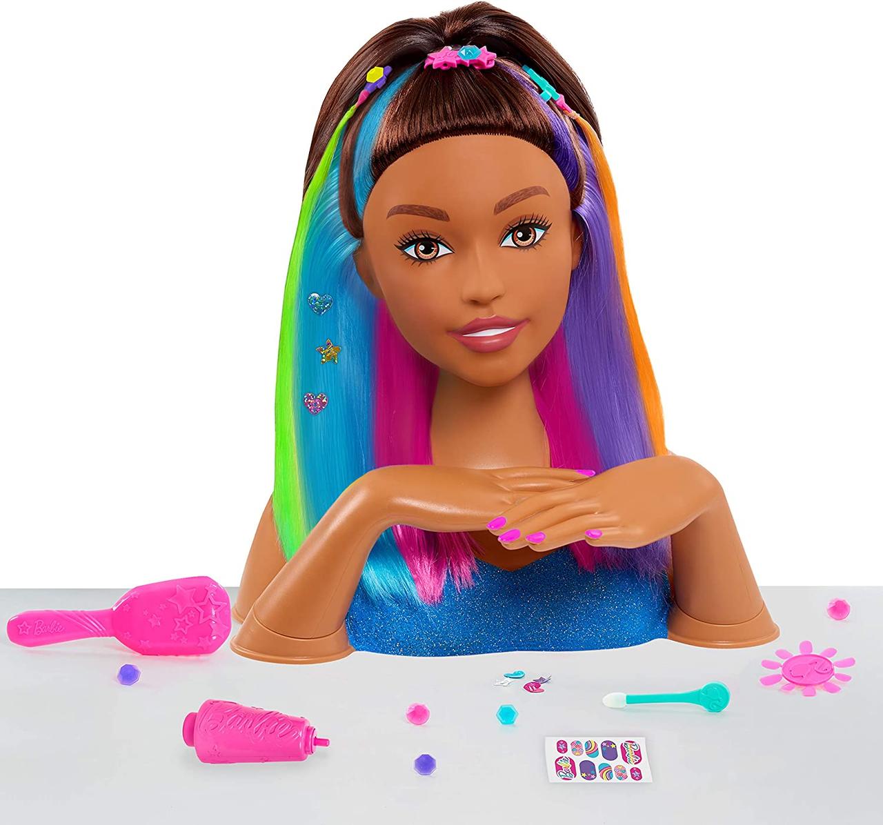 Barbie Барбі райдужна голова манекен для зачісок і манікюру Deluxe Rainbow Styling Heads