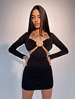 Эффектное женское платье мини декорированая шнуром со страз Smb8806