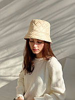 Панама стеганная женская теплая D.Hats молочного цвета