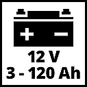 Потужний автомобільний зарядний пристрій Einhell CE-BC 5 M LiFePO4 : 12V, 3-120 Ah (1002251), фото 7