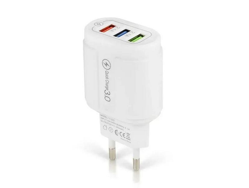 Зарядное устройство 220В 3,5А QC3.0 USBx3 13-222 адаптер для USB тройной