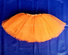 Спідниця дитяча (помаранчева) фатинова 30 см. з підспідником. Зріст 110 - 116 см. 8 - 10 років, фото 1