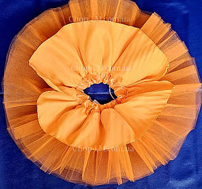 Спідниця дитяча (помаранчева) фатинова 30 см. з підспідником. Зріст 110 - 116 см. 8 - 10 років, фото 2