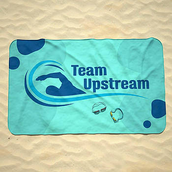 Рушник с нанесенням логотипу, фірмового стилю, брендований, блакитний