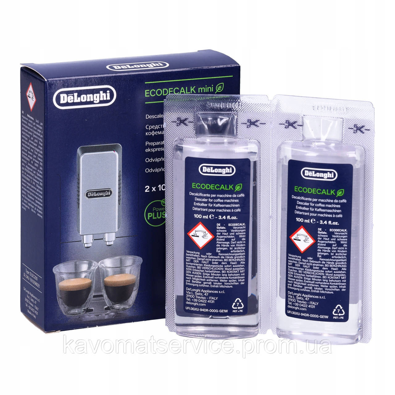 Засіб для очищення накипу кавомашини DeLonghi EcoDecalk 2 x 100 ml 5513296021