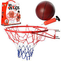 Баскетбольне кільце, 45 см, метал, сітка, м'яч гумовий 20 см, насос, кор. 45,5*53*11см