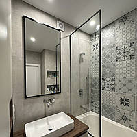 Прямоугольное зеркало в алюминиевой раме 104,5*58 см в гостинную, спальню