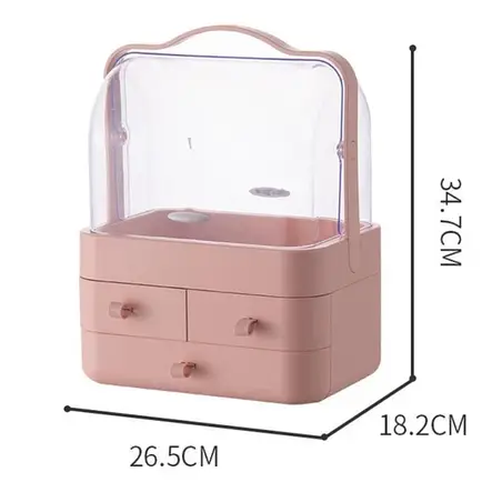 Великий органайзер для косметики на 4 секції сучасний Рожевий YM206-2 Three Drawers YU227, фото 3