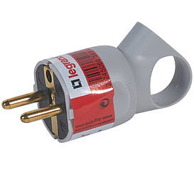 Вилка Legrand 2К+3 16 А із заземленням кутова з кільцем сіра, 050192