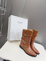Зысканные короткие сапоги Celine с элегантными ремешками, удобной плоской подошвой, коллекция 2023-24