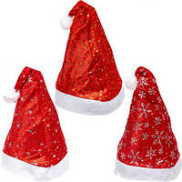 Від 12 шт. Шапка Діда Мороза із зірочками  6241-2 купити дешево оптом в інтернет-магазині