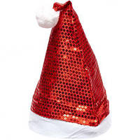 Від 12 шт. Шапка Діда Мороза з паєтками 6241-4 купити дешево оптом в інтернет-магазині