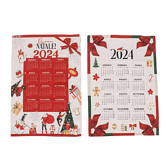 Набір кухонних рушників із бавовни Calendario 2024 з малюнком календаря італійською мовою Centrotex, 2 шт.