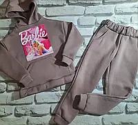 Детский тёплый костюм с начёсом для девочки Барби 128 -152 см