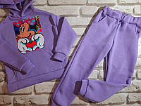 Детский спортивный костюм на девочку фиолетовый "Микки Маус" (Плотная,теплая ткань,не кашлатится)
