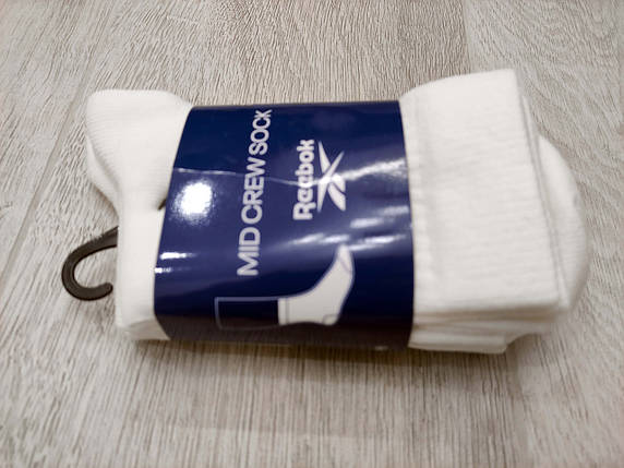 Набір високих шкарпеток розмір 40-42 Reebok Mid Crew Sock 3 шт. оригінал білі, фото 2