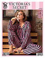 Женская тонкая хлопковая пижама на пугвицах в полоску Турция, розовый/черный