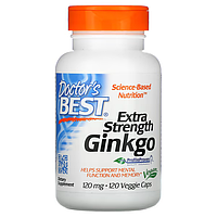 Гинкго Билоба Doctor's Best, Ginkgo, с повышенной силой действия, 120 мг, 120 вегетарианских капсул