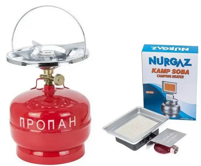 Газовий пальник Nurgaz N-309 + Газовий балон 5 літрів, фото 1