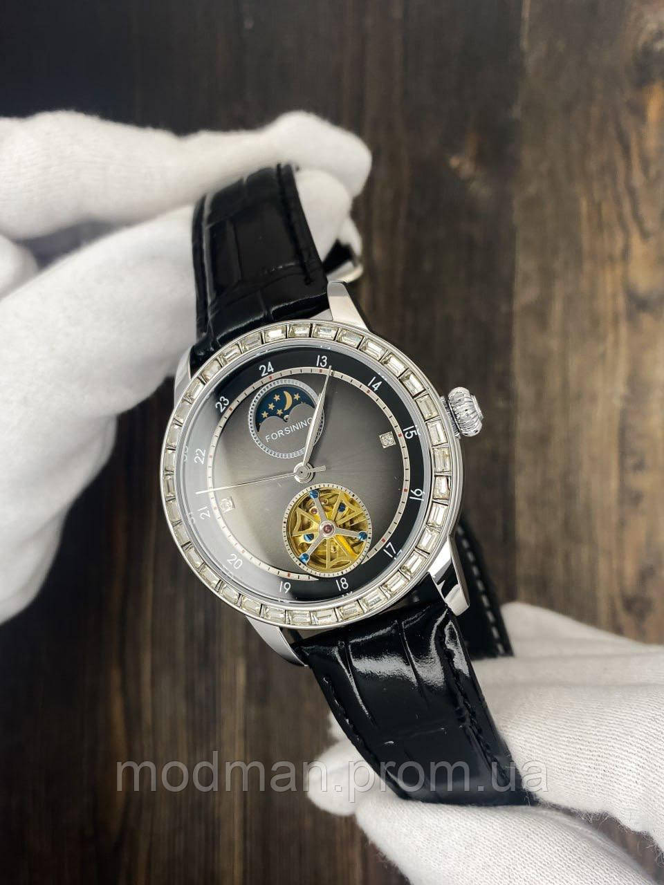 Годинник на руку з шкіряним ремінцем Форсайнін Механічний годинник Чоловічий годинник Форсінінг Наручний годинник Forsining 8257