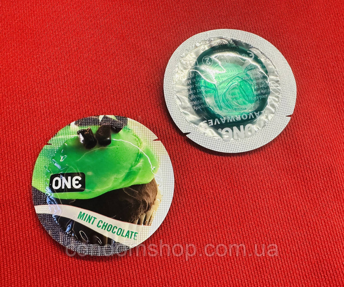 Презервативи ONE  Flavor waves Mint Chocolate  шоколад та мʼята кольорові зелений колір !Преміум!