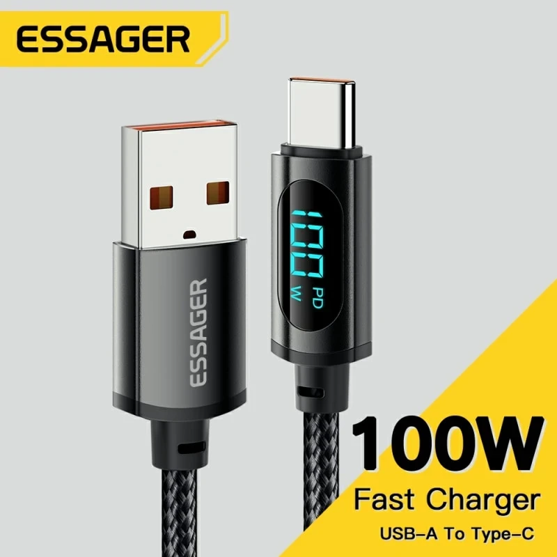 Essager 7A USB Type C 100 Вт з дисплеєм швидка зарядка USB C 2 метри - фото 1 - id-p1943101917