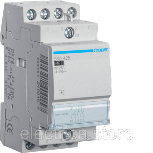 Контактор Hager 25A, 4НВ, 24В ESD425, фото 1