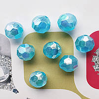 Намистини "мильні бульбашки" грановані блакитні, 10 мм, 500 г/упаковка