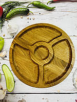Деревянная тарелка для подачи блюд, менажница двусторонняя 30 см