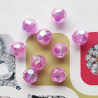 Намистини "мильні бульбашки" грановані темно рожеві, 10 мм, 500 г/упаковка