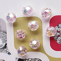 Намистини "мильні бульбашки" грановані світло рожеві, 10 мм, 500 г/упаковка