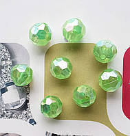Намистини "мильні бульбашки" грановані салатові, 8 мм, 500 г/упаковка