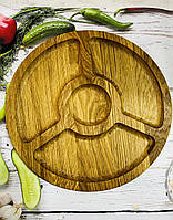 Деревянная тарелка для подачи блюд, менажница двусторонняя 35 см