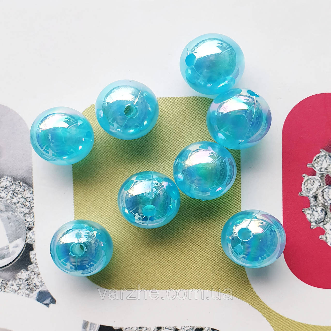 Намистини "мильні бульбашки" блакитні, 10 мм, 500 г/упаковка