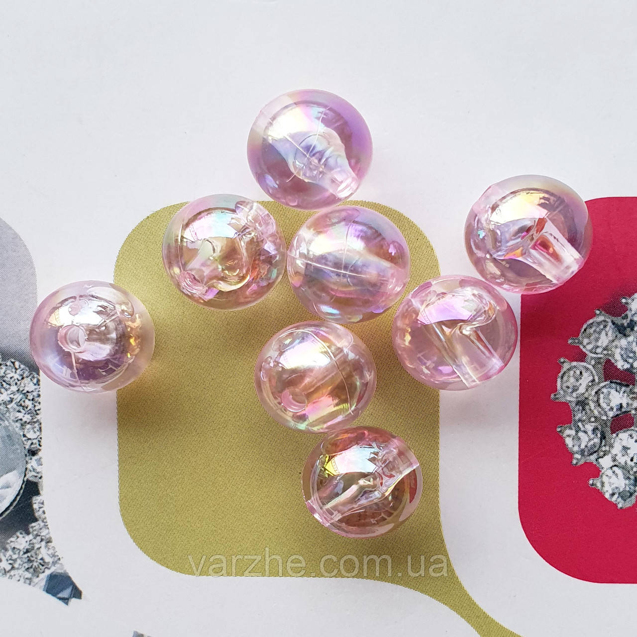 Намистини "мильні бульбашки" світло рожеві, 8 мм, 500 г/упаковка
