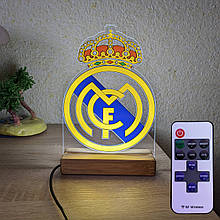 Світильник нічник з надрукованою картинкою Реал Мадрид з пультом acr-uf000090