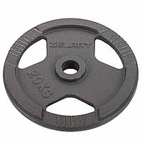 Блины (диски) стальные с тройным хватом d-52 мм Zelart TA-7791-20 (1 шт х 20 кг)
