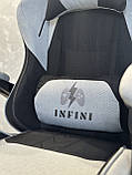 Геймерське крісло ТКАНЕВЕ сіро-чорне Infini THRUST X, фото 6
