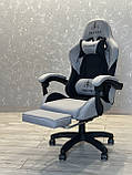 Геймерське крісло ТКАНЕВЕ сіро-чорне Infini THRUST X, фото 3