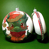 Новогодняя елочная игрушка ручной работы "Зеленый дракон".