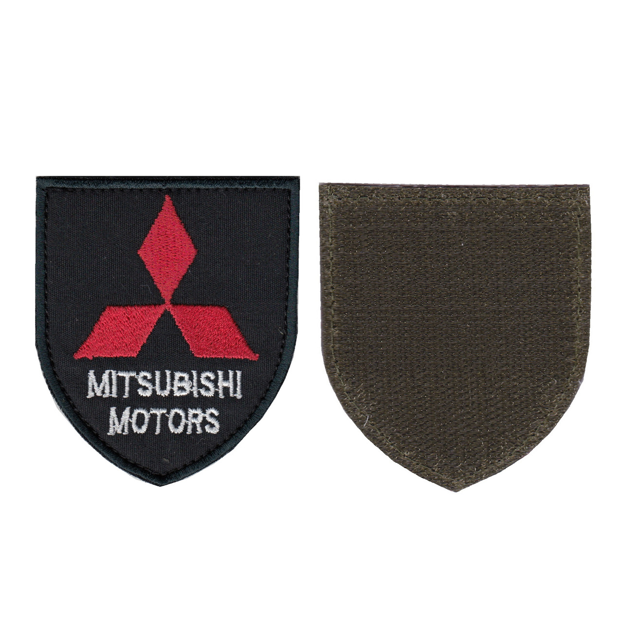 Шеврон військовий / армійський, Mitsubishi Motors, на чорному, ЗСУ, 8 см * 7 см