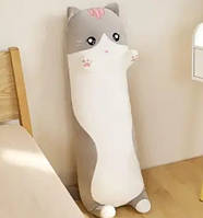 М'яка іграшка Кіт Батон Сірий 110см, іграшка-подушка Кіт Батон Новий, Сірий кіт-батон, подушка-антистрес,для вагітних,