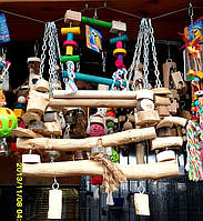 НАШІ РОБОТИ. Іграшки для папуги дерево, лоза, люф. 21