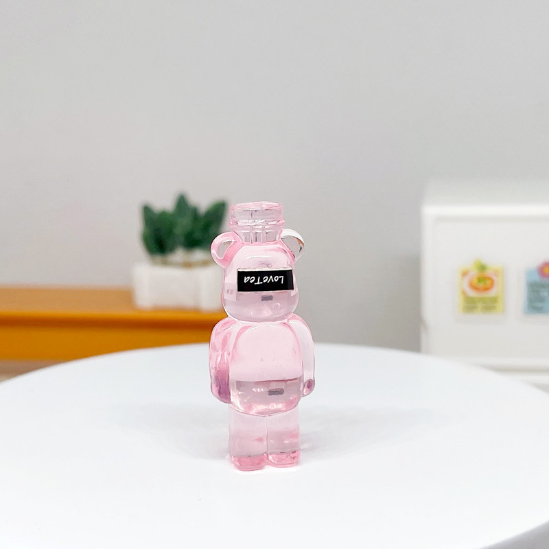 Мініатюра пляшечка Ведмедик 2.8 см Рожевий прозорий, фото 1