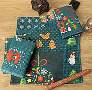 Набір новорічних лляних кухонних рушників Чарівні історії (10 штук в упаковці) 33х75 см