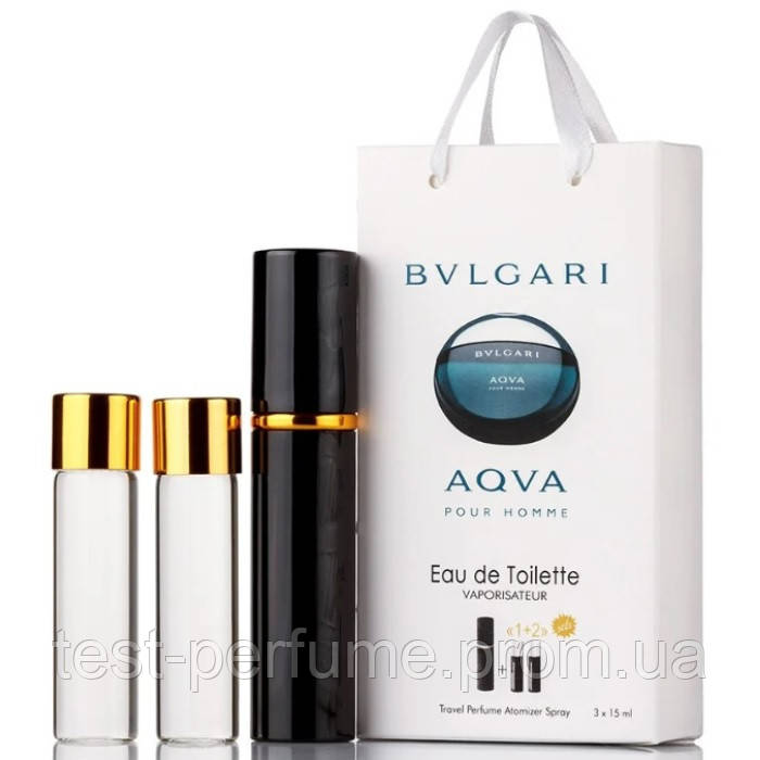 Чоловічі мініпарфуми Bvlgari Aqva Pour Homme, набір 3х15 мл